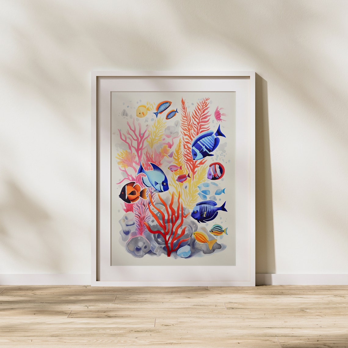 Coral Reef Fish with Red Coral Bright Tropical Ocean Art Poster - Image 2