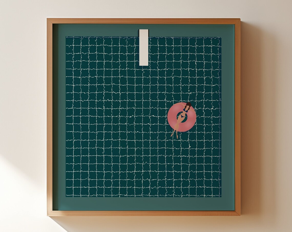 Swimming Pool Print, Woman Floating in Water - Image 4