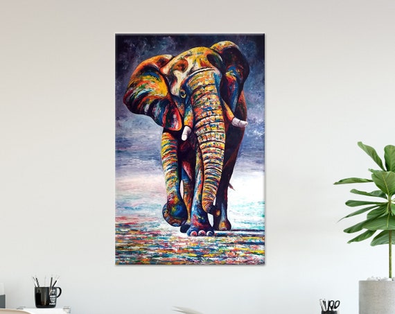 Colorful Elephant Painting Abstract Canvas Wall Art