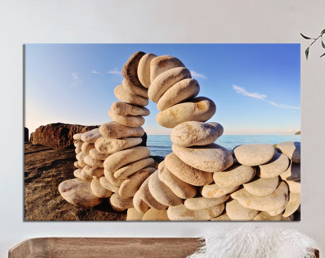 Coastal Stone Arch Canvas Print Beach Meditation Art