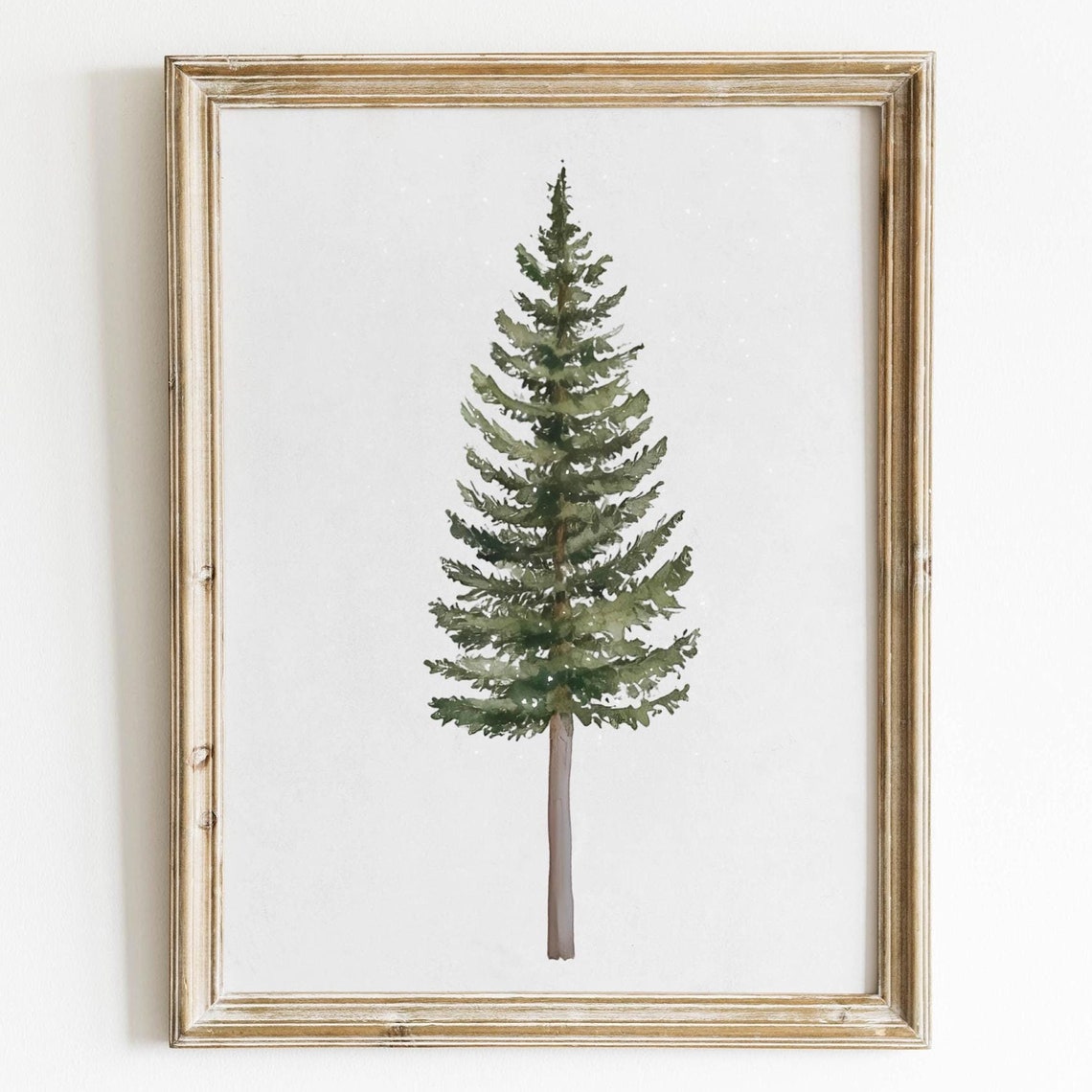 Tall Slender Watercolor Pine Tree Minimal Winter Wall Poster