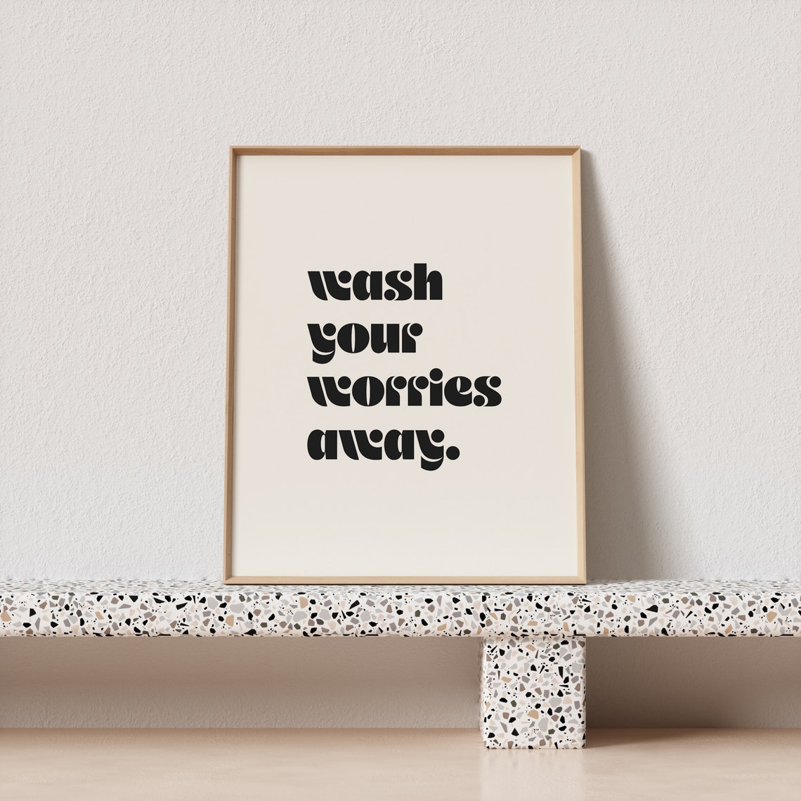 Wash Your Worries Away Groovy Lowercase Soothing Bathroom Poster - Image 3