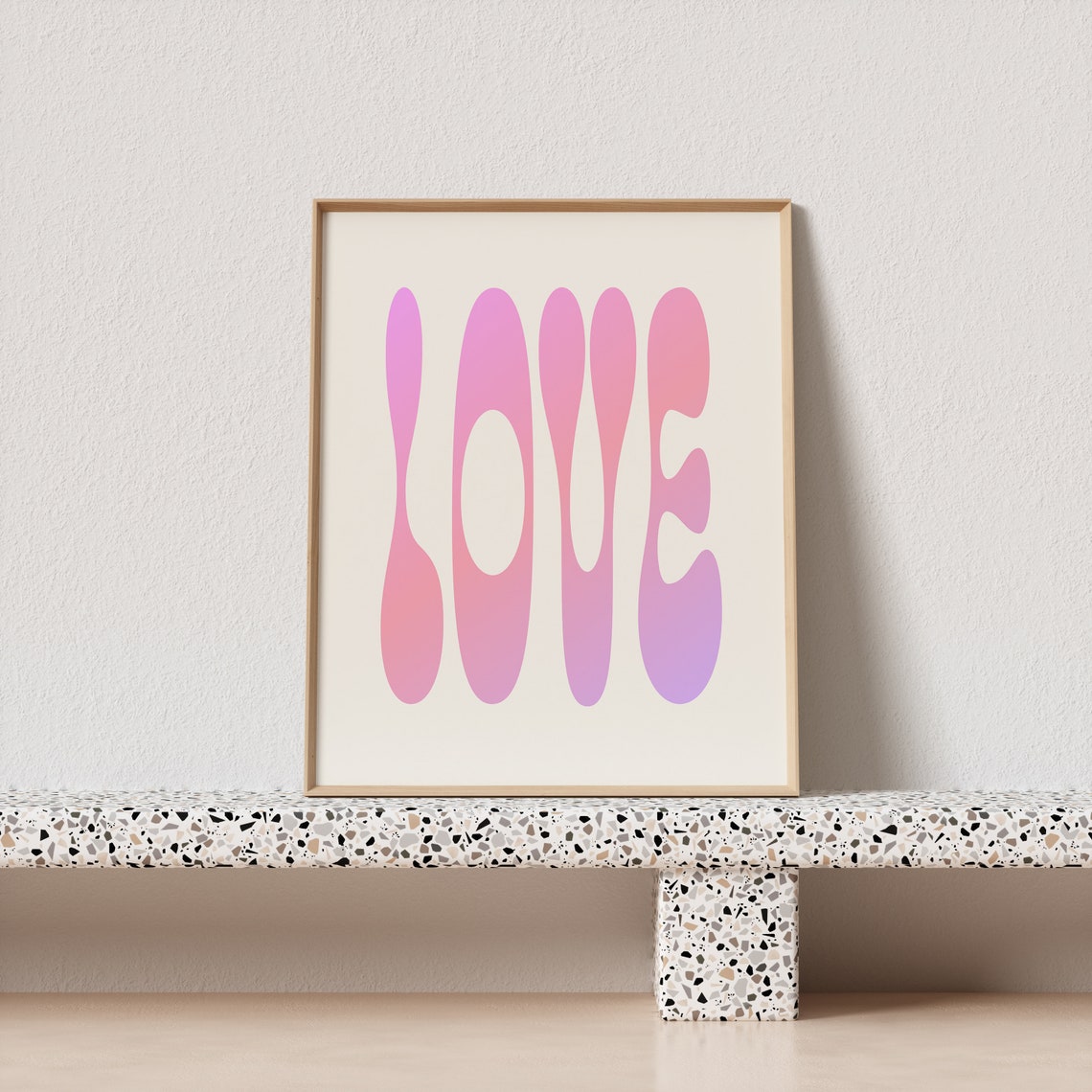 Love Gradient Groovy Tall Typography Pink Purple Word Art Poster - Image 3