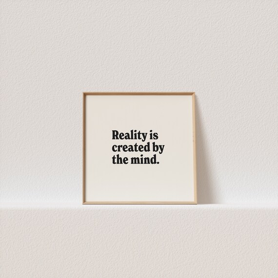 Square Retro Poster Reality Is Created By The Mind Retro Typography Must Have For Your Gallery Wall A Click Away To Be Yours Forever