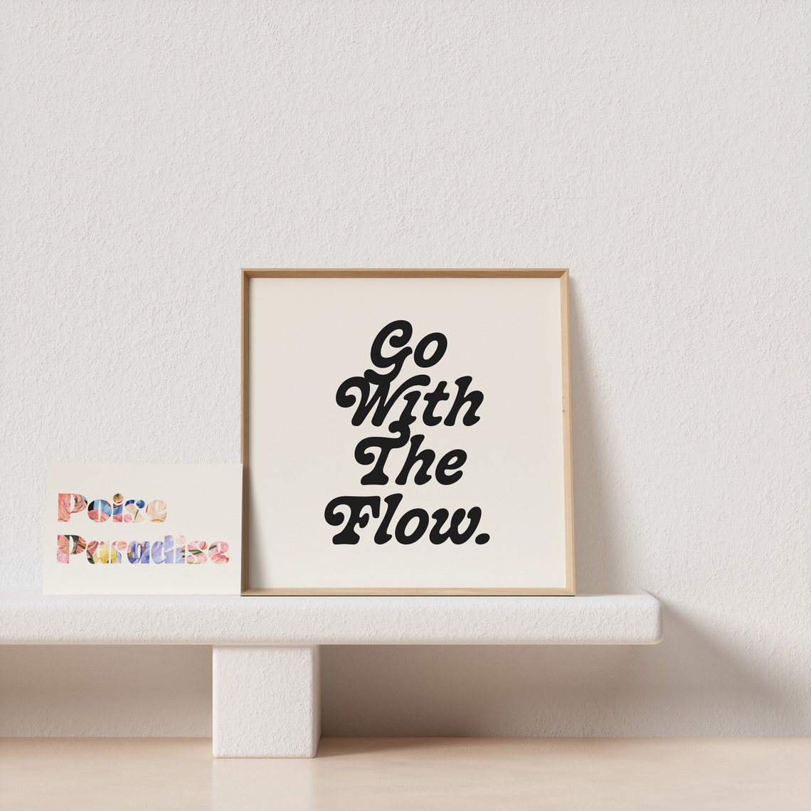 Go With The Flow Groovy Retro Script Square Motivational Poster - Image 4