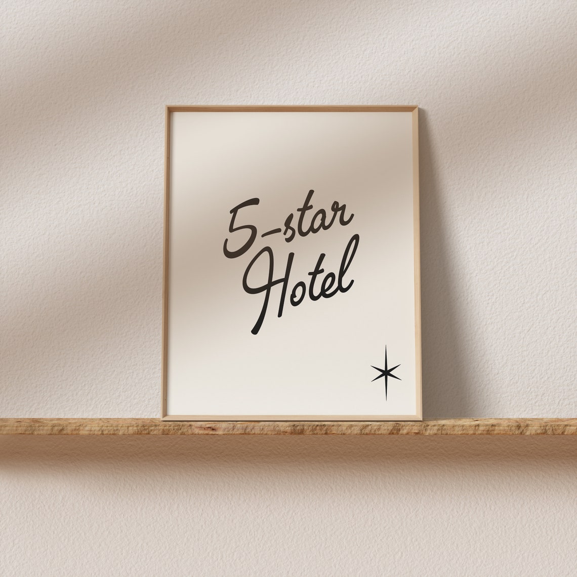 5 Star Hotel Script Typography Poster Cream Retro Star Accent Art - Image 2