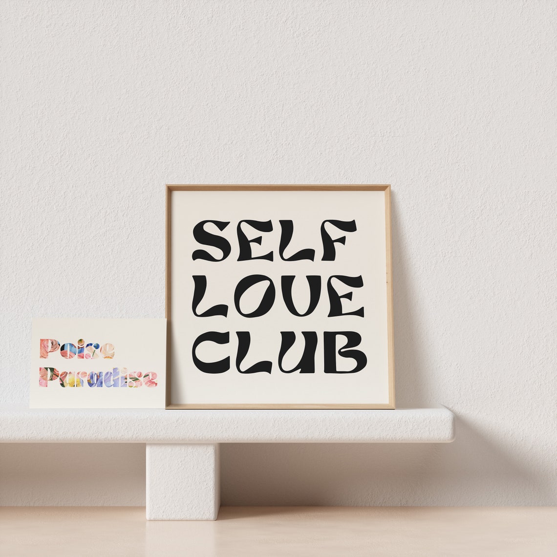 Self Love Club Retro Black Art Nouveau Typography Cream Poster - Image 4
