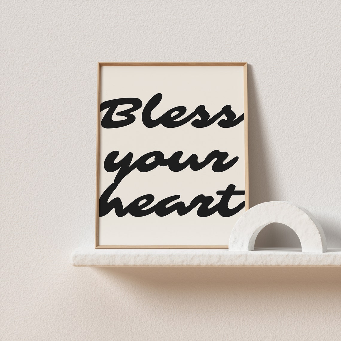 Bless Your Heart Script Typography Poster Cream Black Southern Saying - Image 2