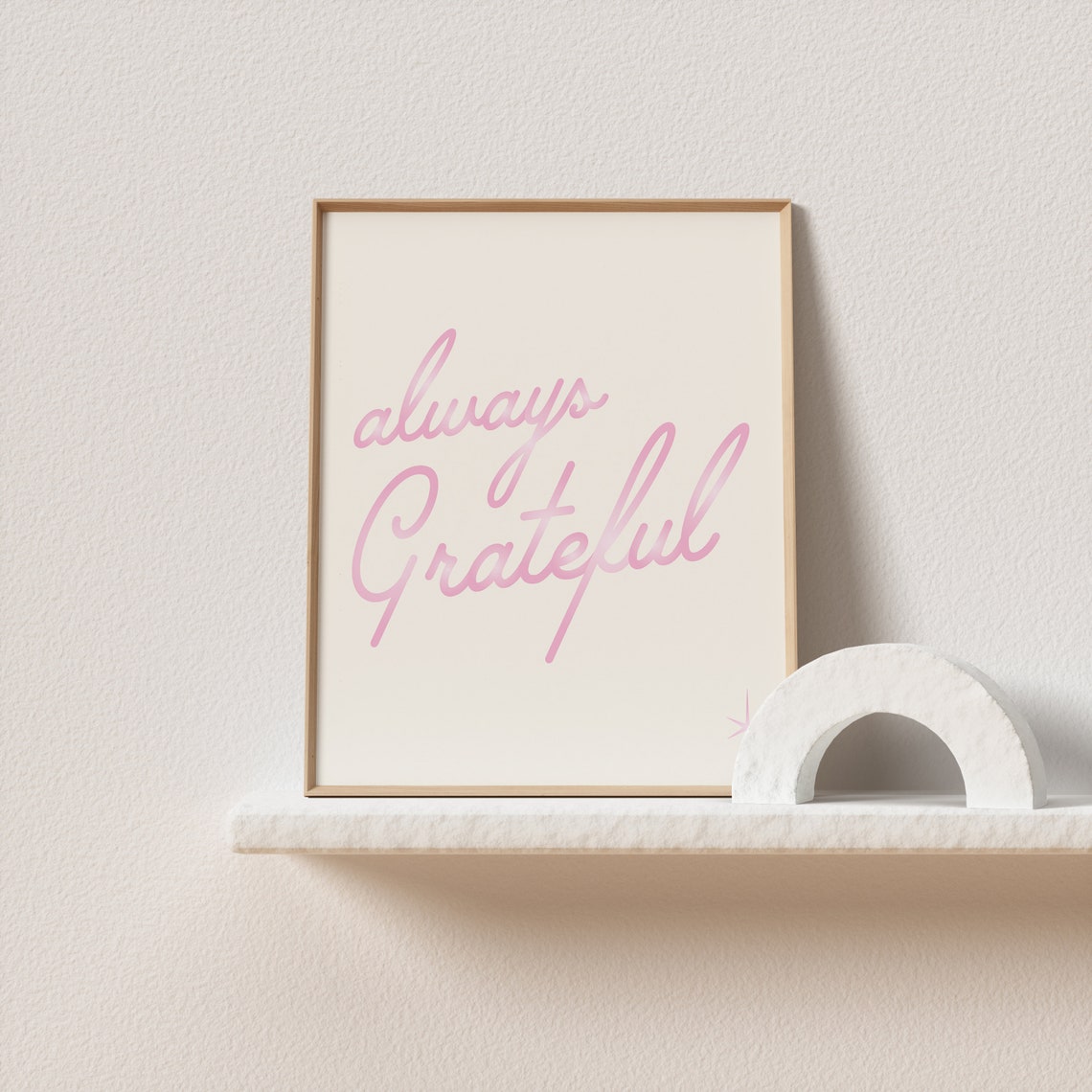 Always Grateful Pink Script Typography Gratitude Quote Poster - Image 2