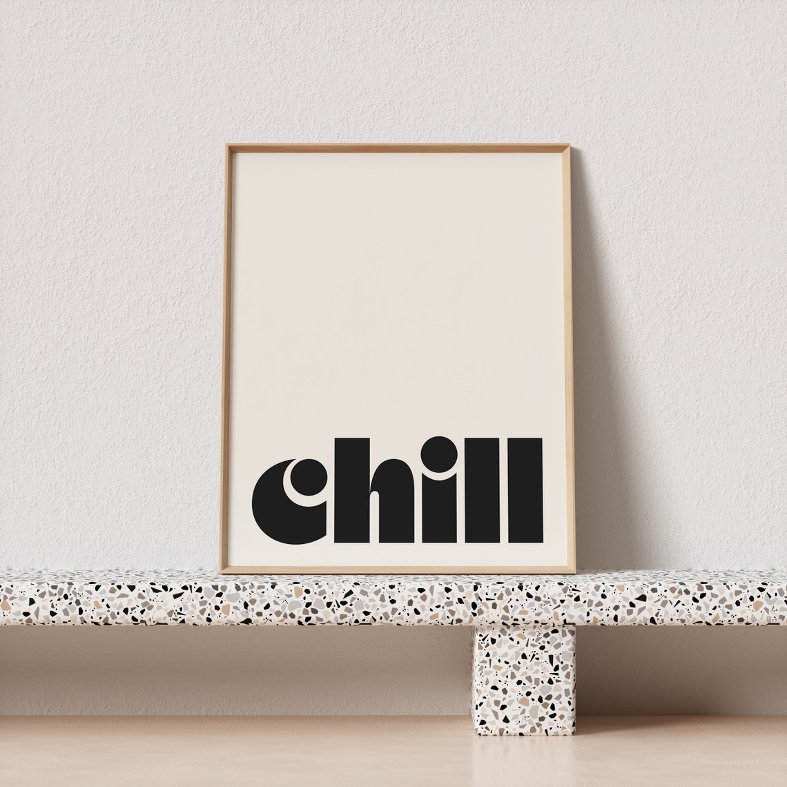 Chill Bold Black Retro Typography Minimalist Cream Bedroom Poster - Image 2