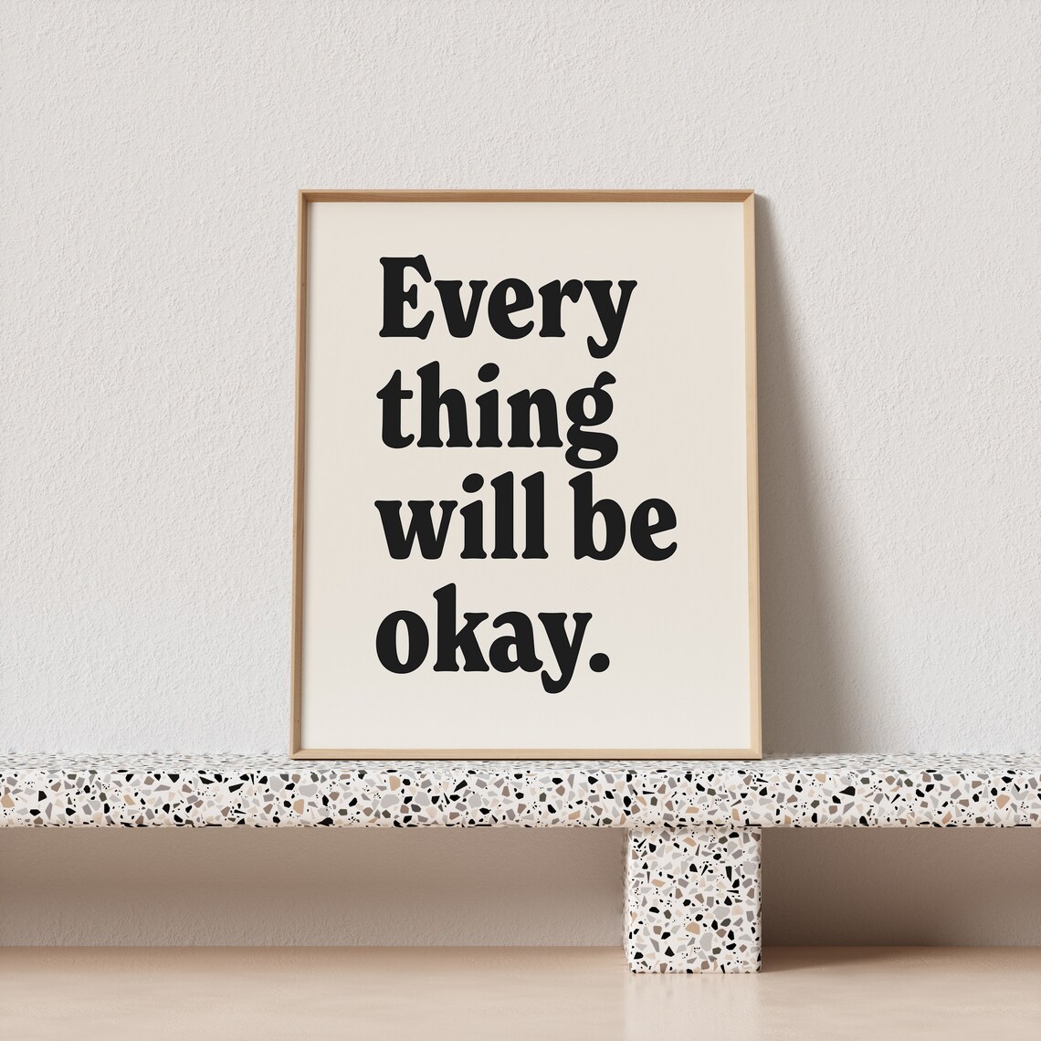 Retro Everything Will Be Okay Typography Art Print - Image 3
