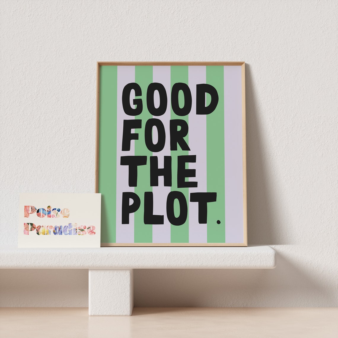 Good for the Plot Bold Striped Poster in Green Lilac and Black - Image 4