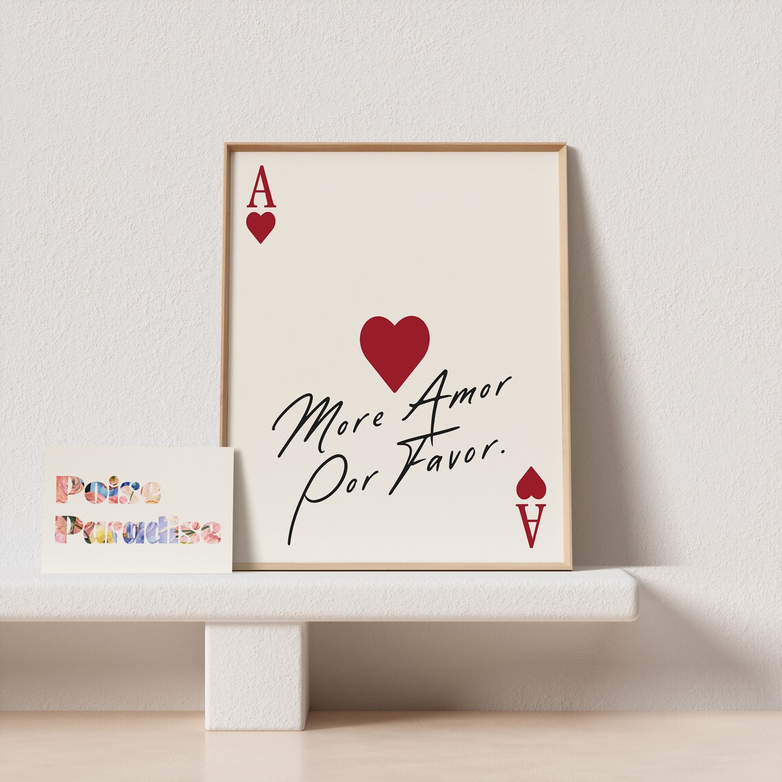 More Amor Por Favor Ace Of Hearts Playing Card Love Quote Poster - Image 4