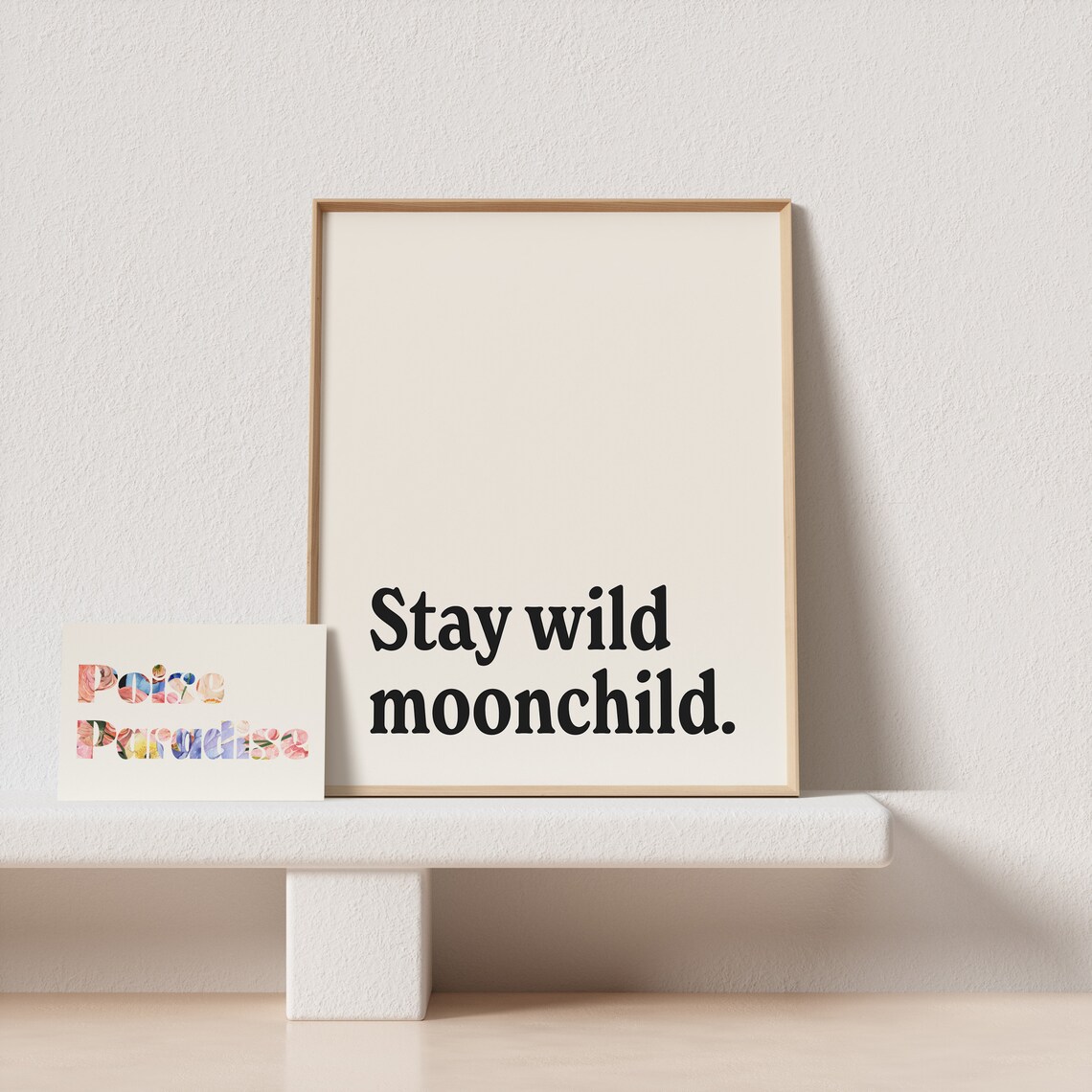 Stay Wild Moonchild Black Serif Bohemian Spiritual Quote Poster - Image 4