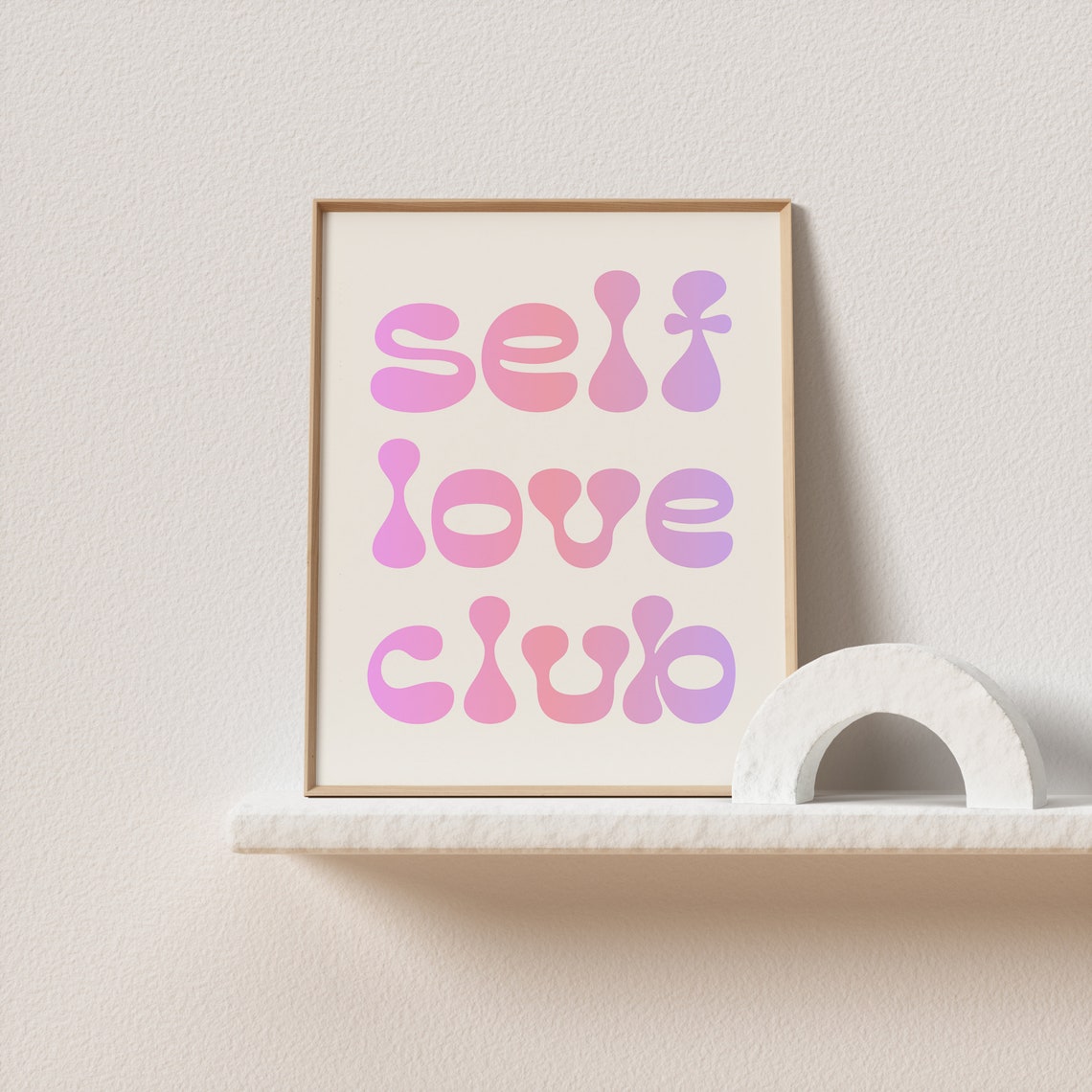 Self Love Club Pink Retro Bubble Letter Typography Quote Poster - Image 3
