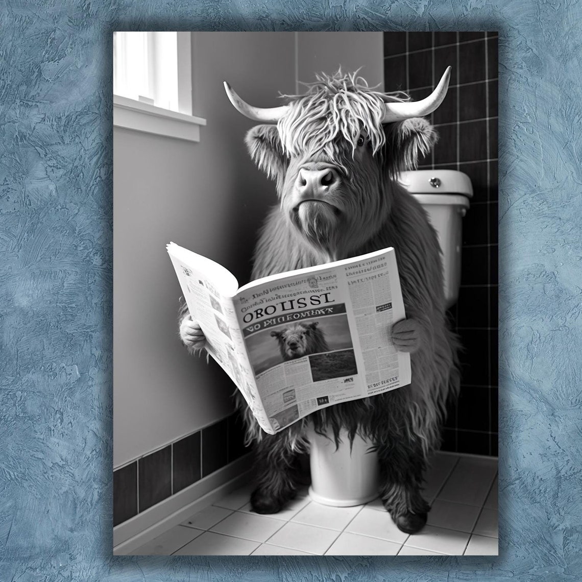 Cow Poster Print Art Highland Cow On Toilet Poster Scottish Cattle Print Bathroom Toilet Wall Art Decor Funny Toilet Poster Print Art - Image 3