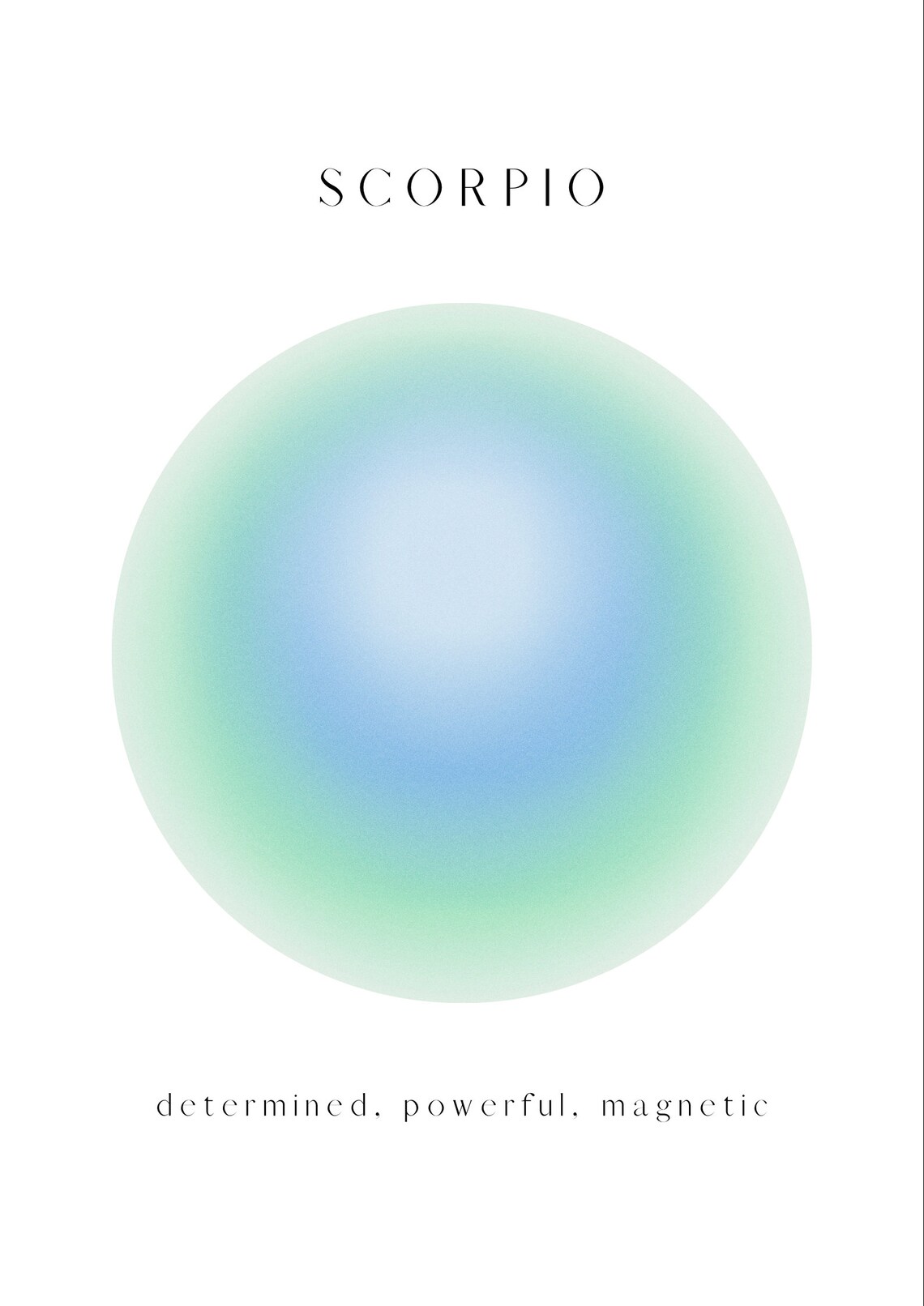 Scorpio Zodiac Aura Gradient Blue Green Spiritual Astrology Minimalist Print - Image 3