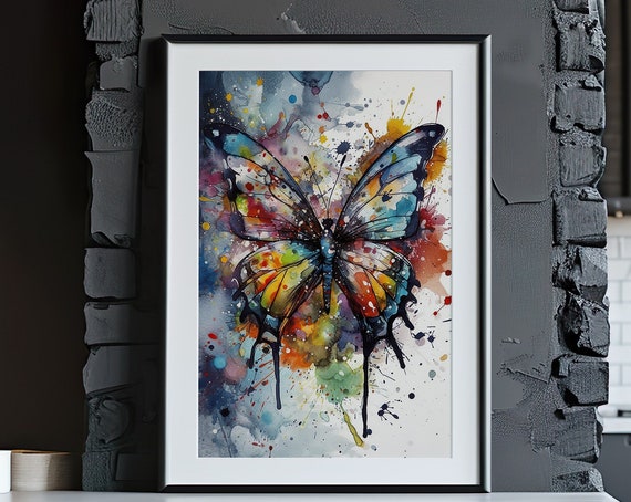Butterfly Painting Wall Art Poster Gift Watercolor Colorful Animal Painting Illustration Nature Wall Art Home Decor Print