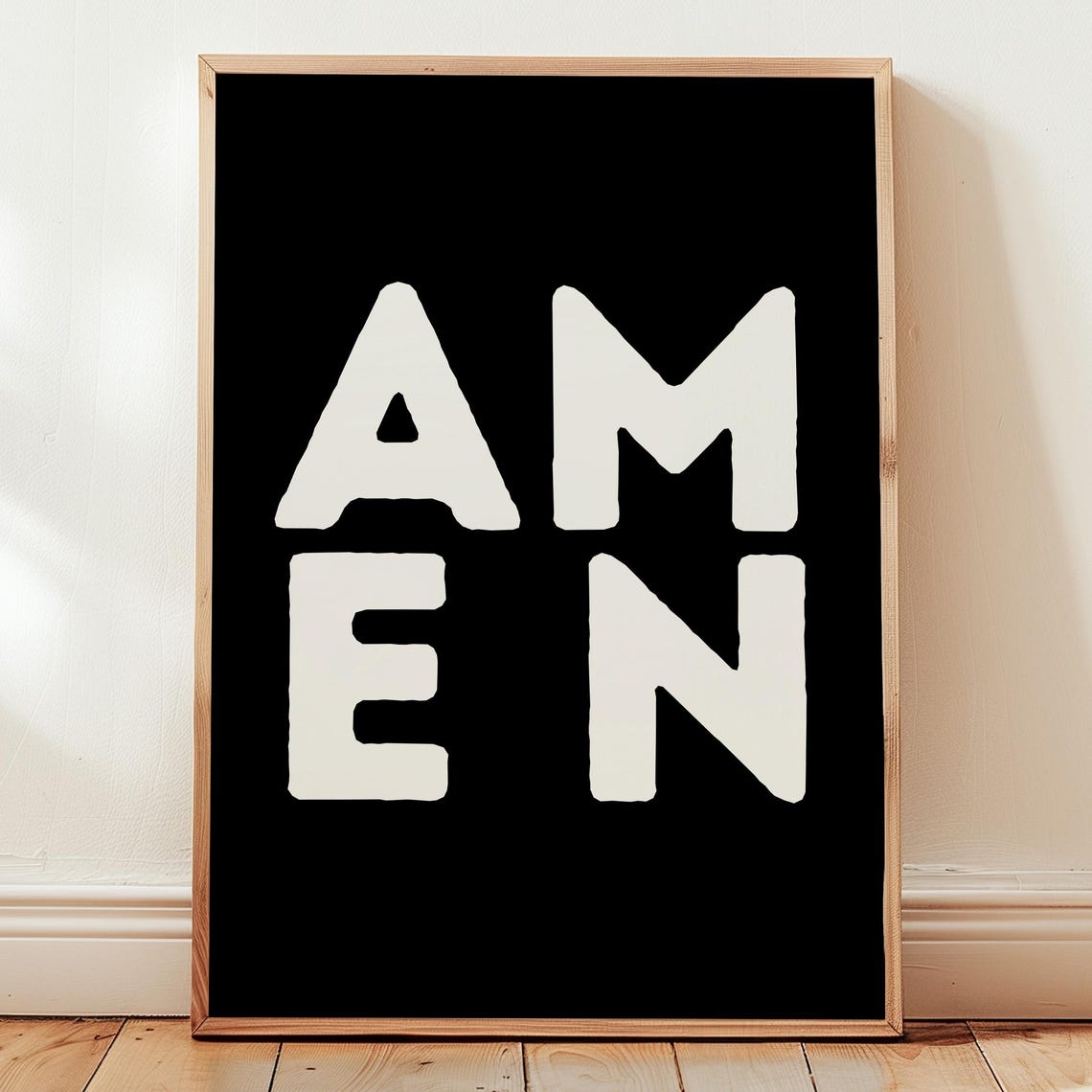 Amen Bold Typography Black And White Faith Scripture Art Poster