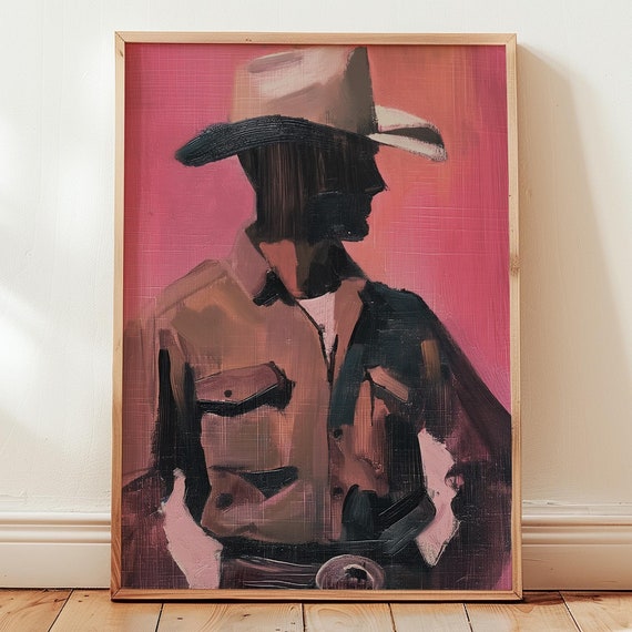 Cowboy With Pink Western Art Print
