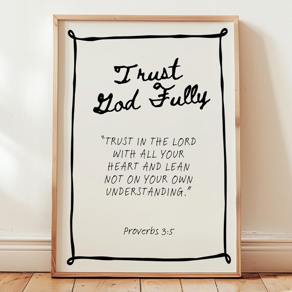 Trust God Fully Wall Art Proverbs 35 Scripture Print Bible Verse Poster Christian Decor Gift For Women Minimalist Faith