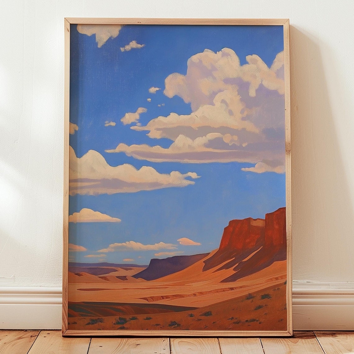 Red Rock Desert Mesa Blue Sky Clouds Southwestern Landscape Poster