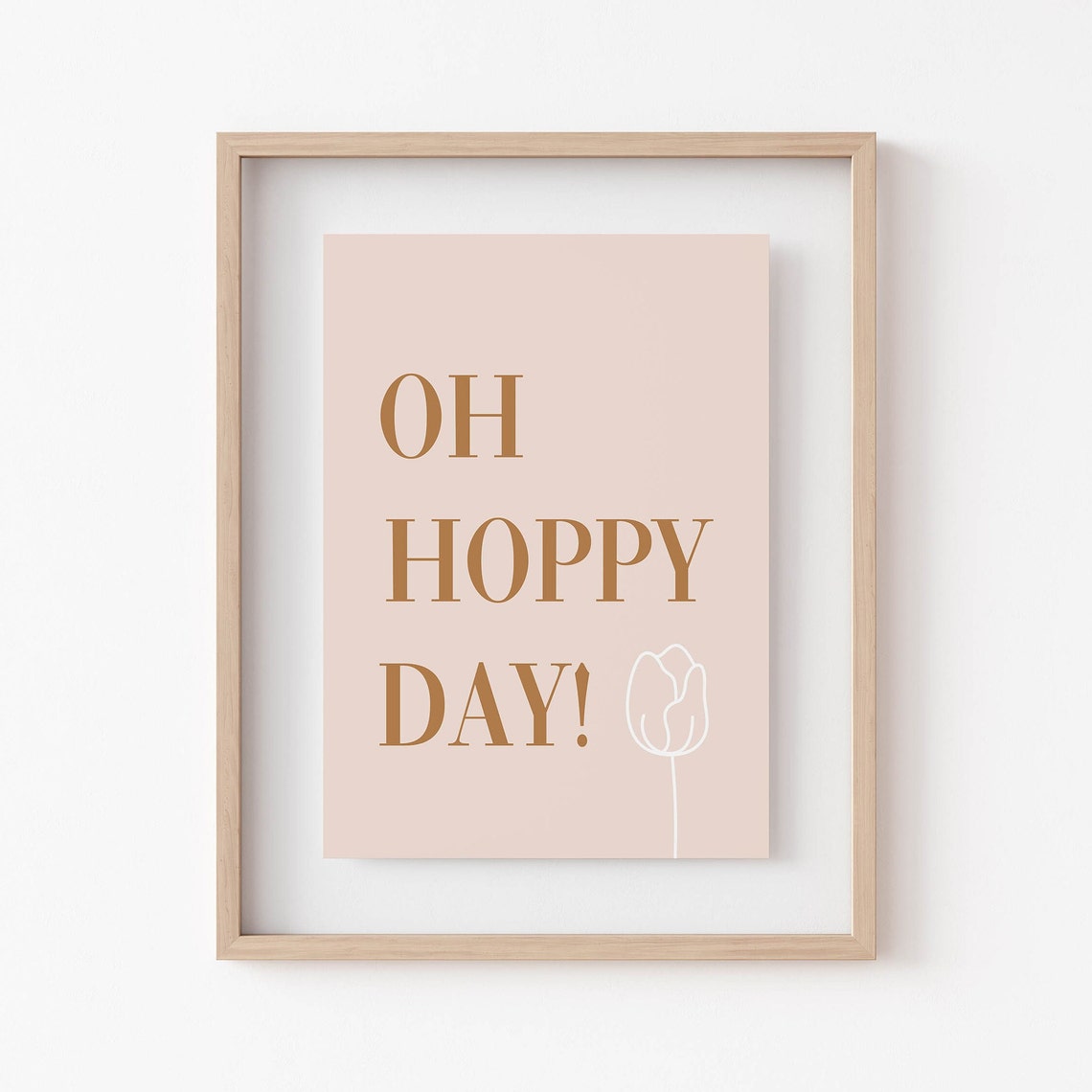 Funny Oh Hoppy Day Tulip Blush Pink Easter Spring Pun Poster - Image 3