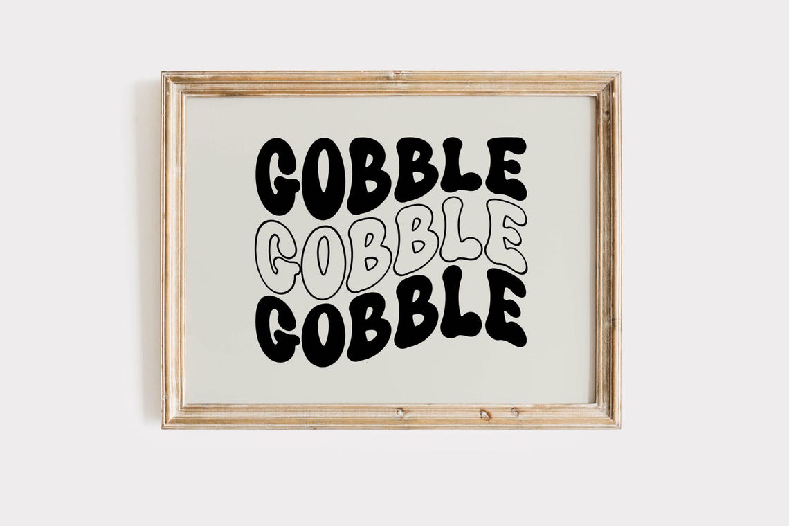 Gobble Gobble Fun Retro Wavy Typography Thanksgiving Day Poster - Image 4