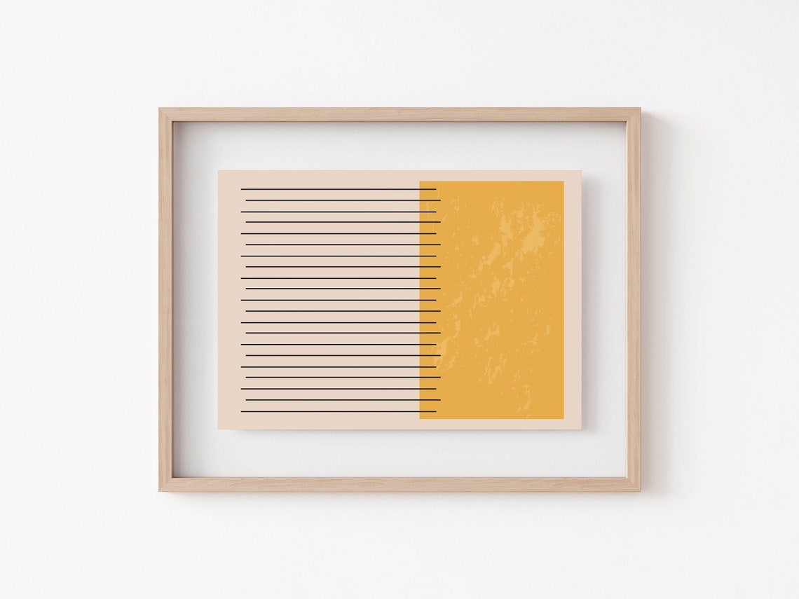 Abstract Mid Century Modern Line Art Minimalist Ochre Yellow Poster - Image 6