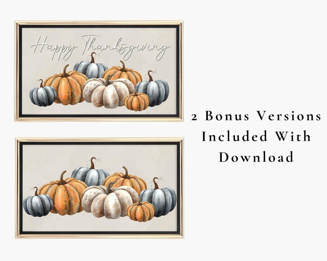 Thankful Watercolor Pumpkins Fall Harvest Thanksgiving Poster - Image 4