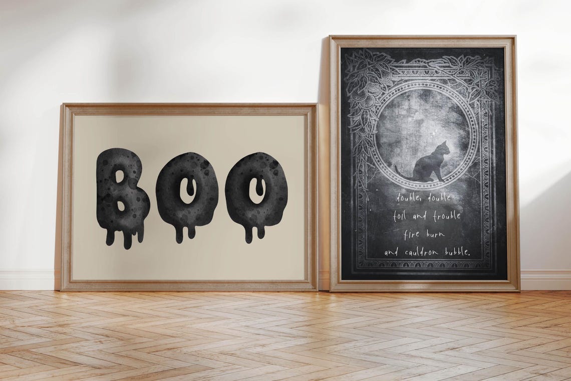 Black Cat Moon Gothic Halloween Shakespeare Witch Quote Poster - Image 4