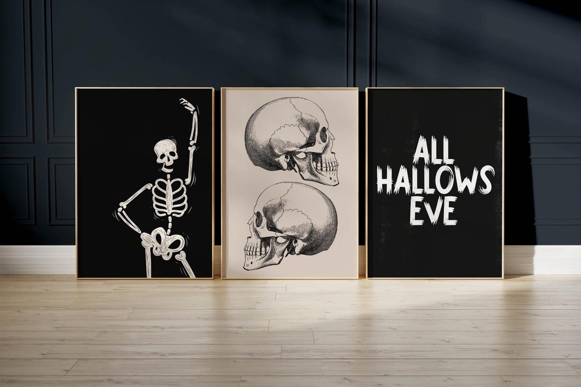 Vintage Anatomical Skull Engraving Dual Skeleton Gothic Art Poster - Image 4