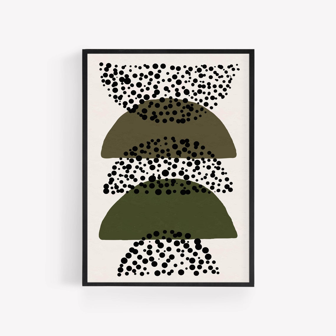Olive Green Arches Dotted Mid Century Modern Abstract Poster - Image 3