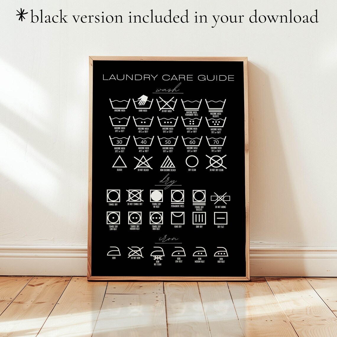 Laundry Care Symbols Art Print, Laundry Room Decor - Image 6