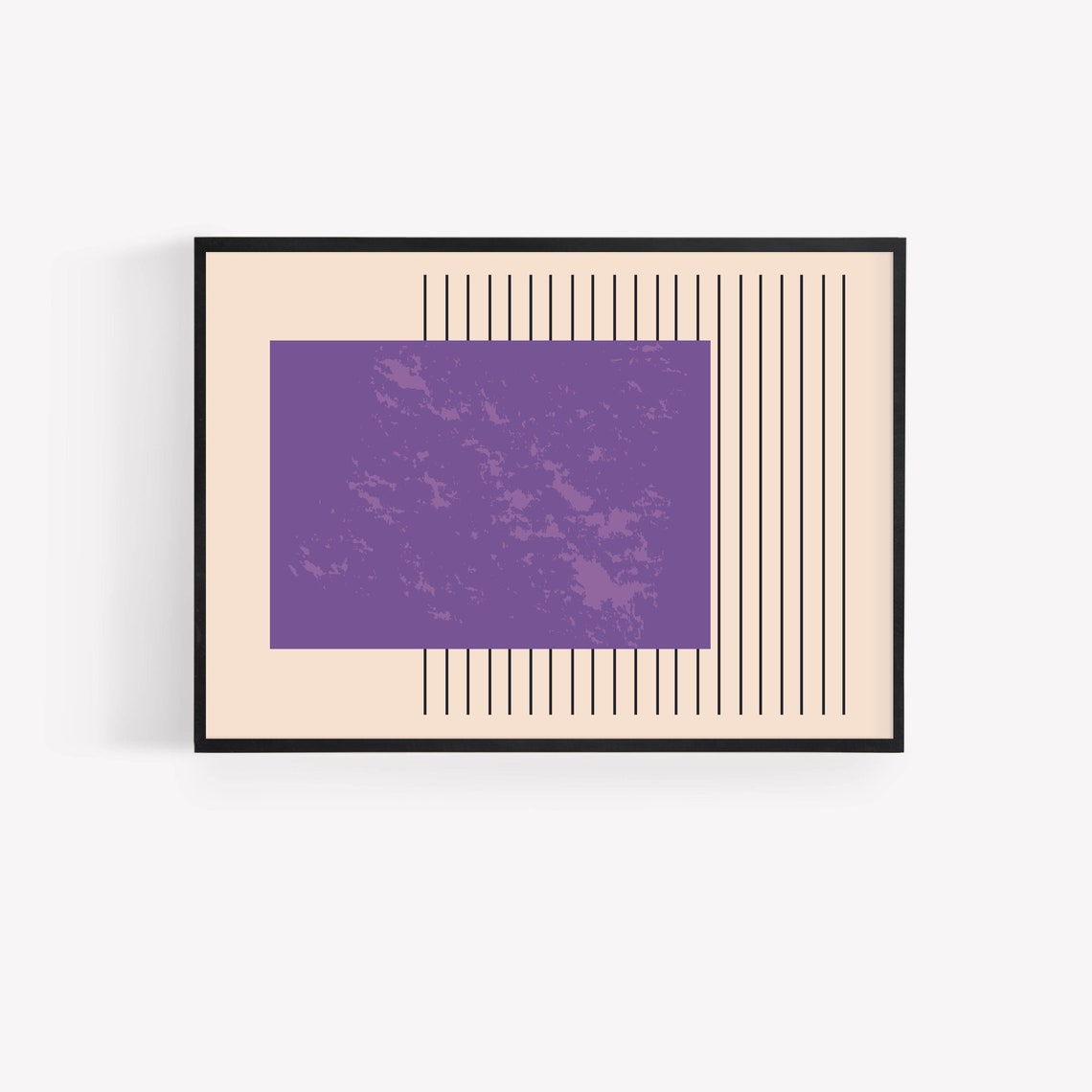 Abstract Mid Century Modern Line Art Purple Rectangle Poster - Image 3