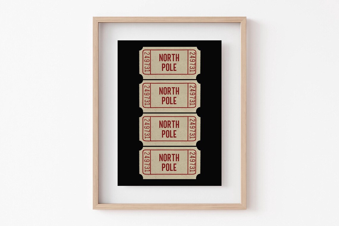 Festive Vintage North Pole Ticket Stubs Christmas Holiday Poster - Image 5