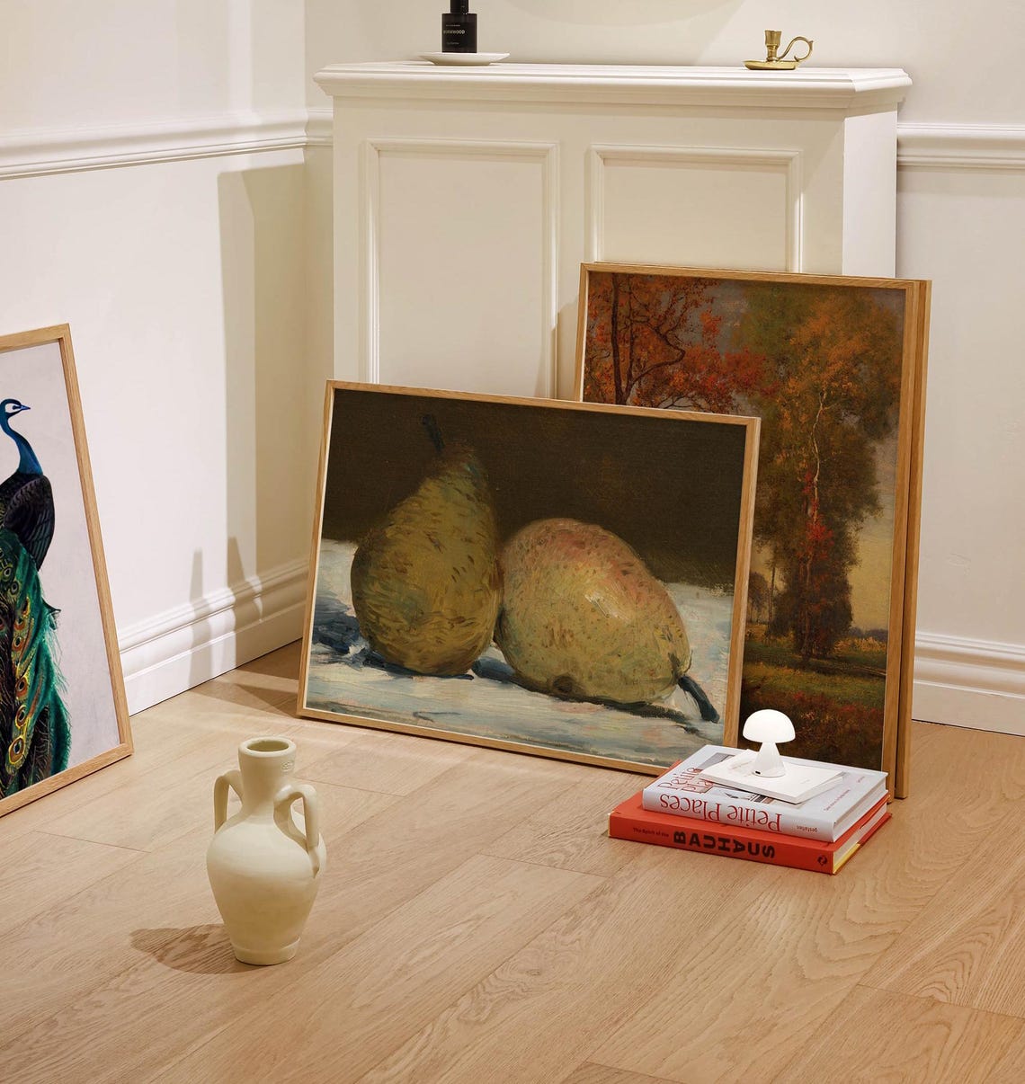 Two Pears Classic Oil Painting Still Life Rustic Kitchen Poster - Image 3