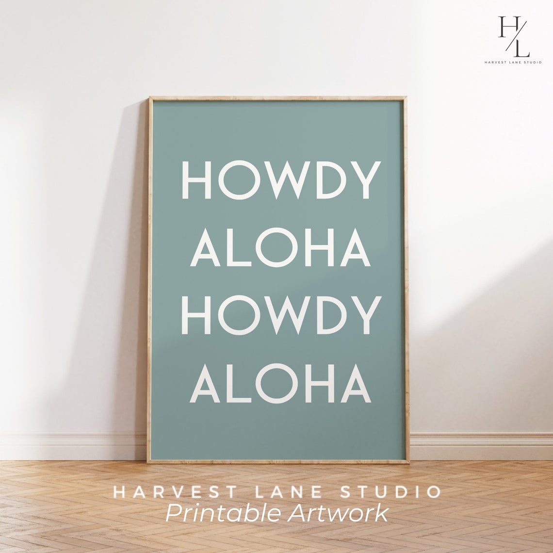 Howdy Aloha Repeated Typography Coastal Sage Green Art Poster - Image 6