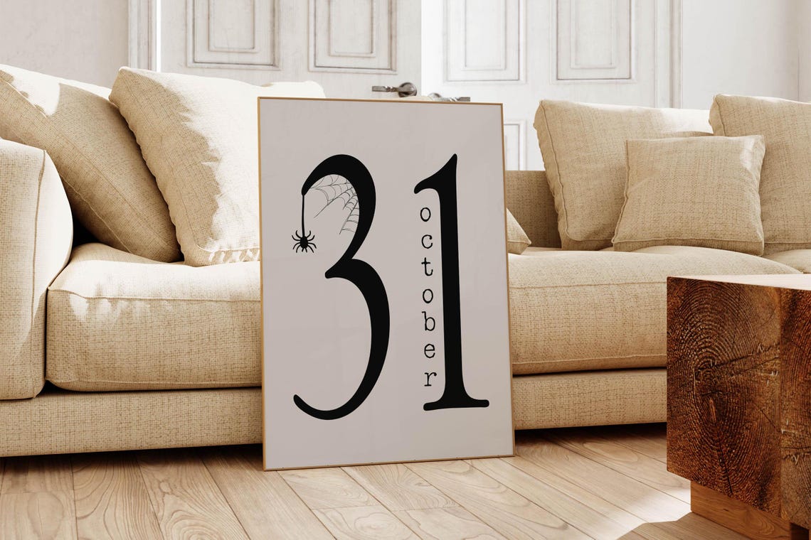 October 31 Minimalist Spider Web Typography Halloween Date Poster - Image 5