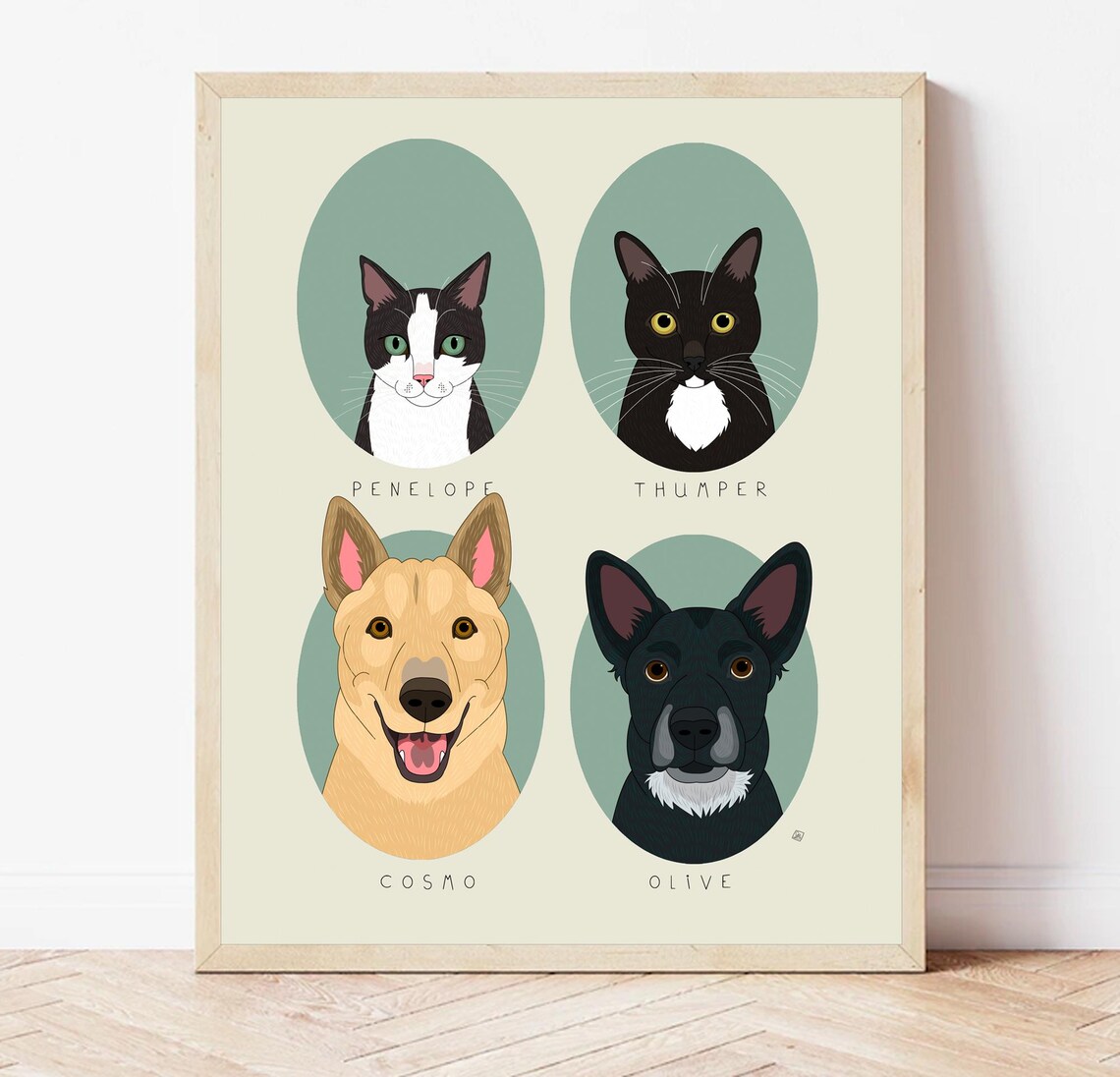 Tigger Chloe Leo and Carlos Named Four Pet Portrait Custom Poster - Image 4
