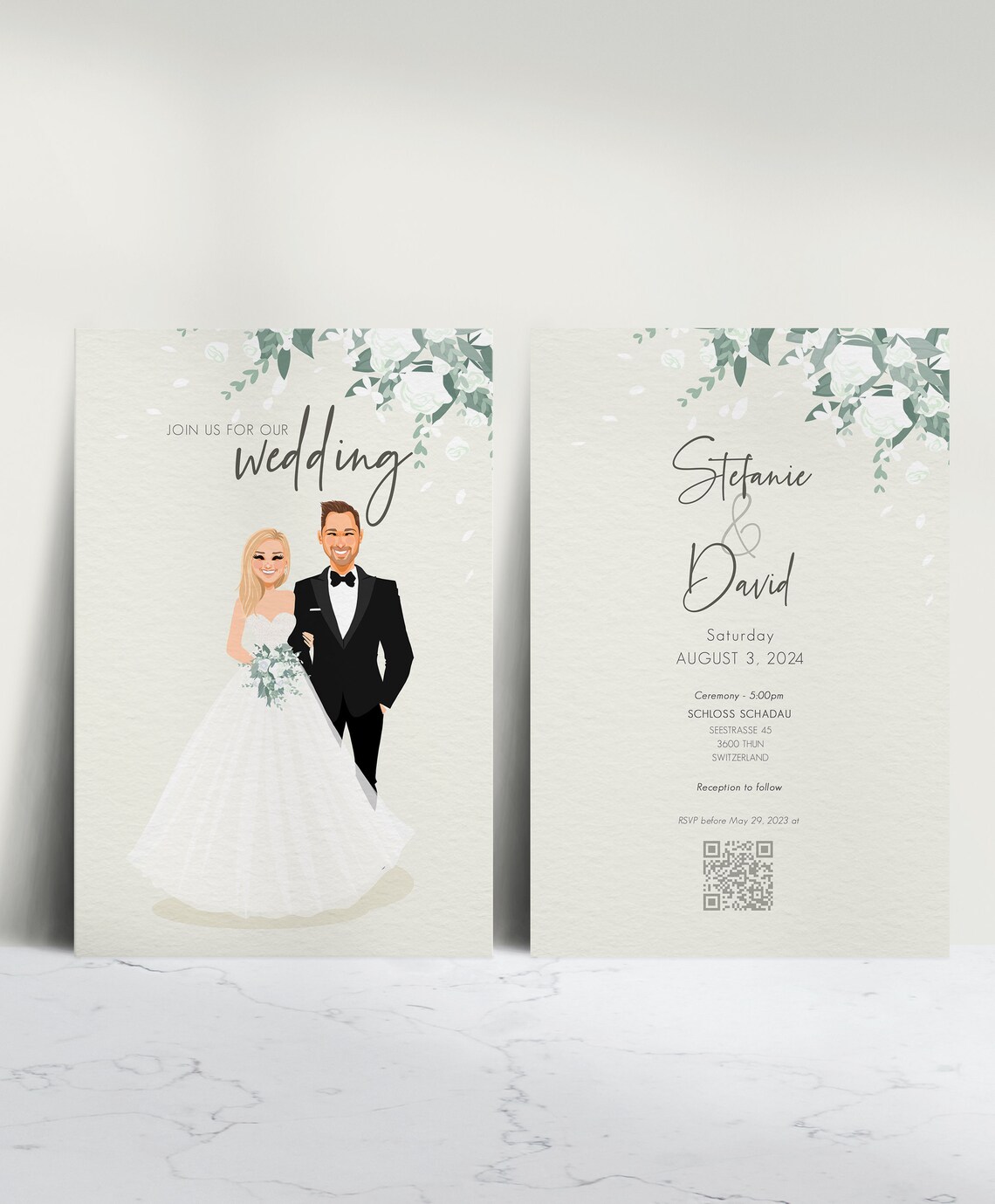 Wedding Invitations Set, Personalized Custom Portrait - Image 6