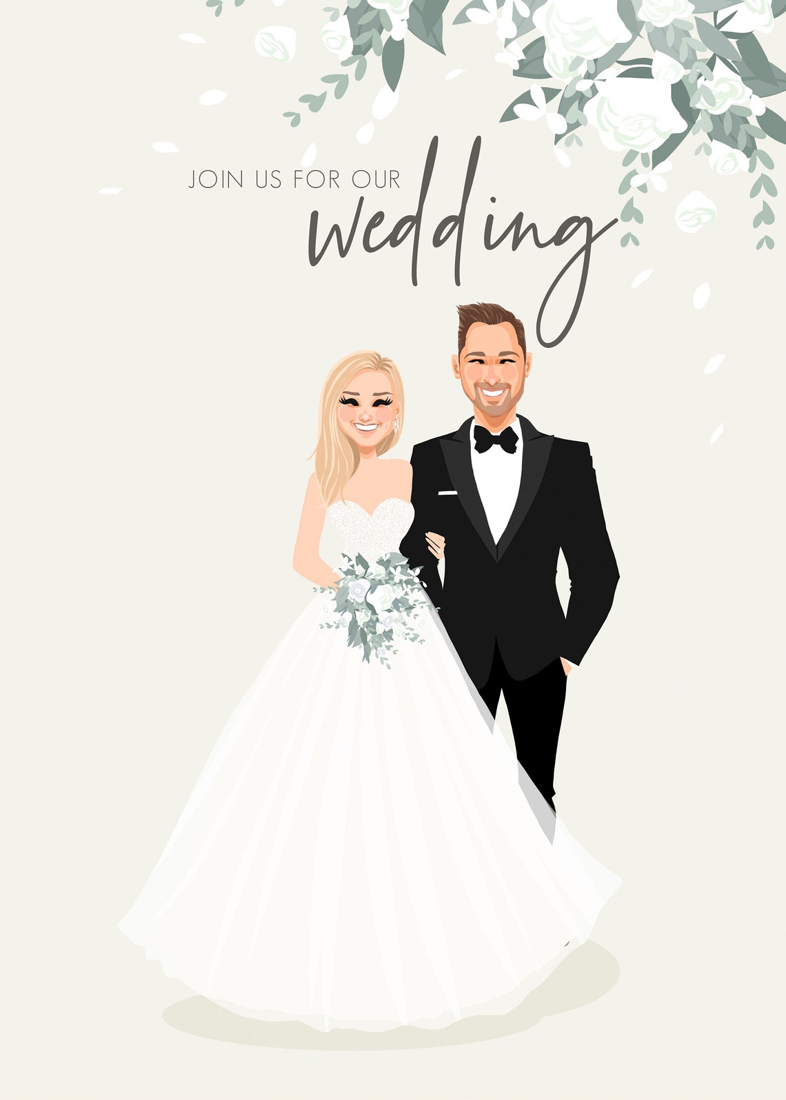 Custom Two Sided Wedding Invitation With Couple Portrait Print - Image 3