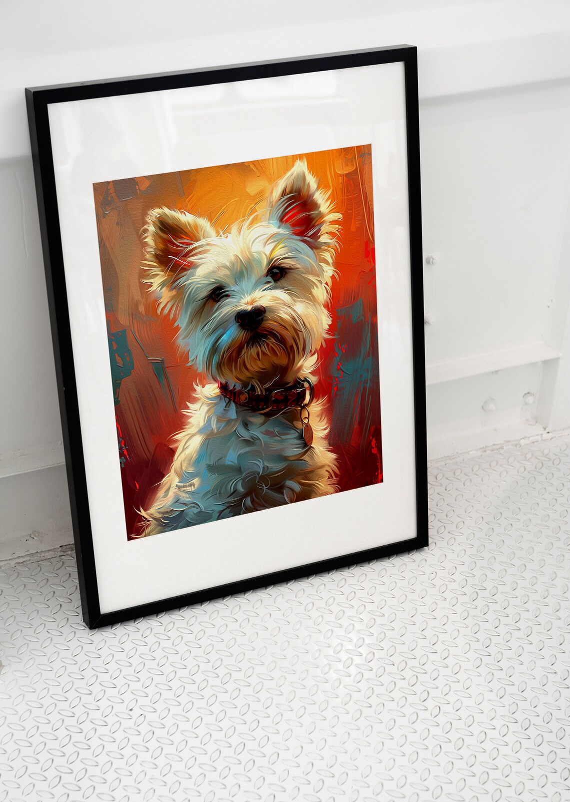 Sweet West Highland Terrier Puppy Painterly Portrait Dog Poster
