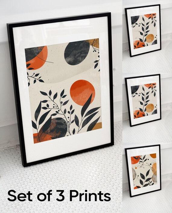 Autumn Floral Art Print Set of 3