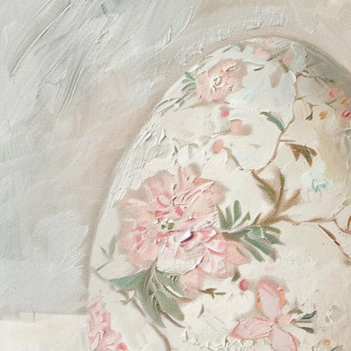 Floral Chinoiserie Easter Egg Neutral Still Life Painting Art Print - Image 3