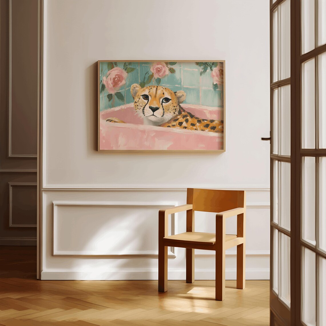 Cheetah In Bathtub Bathroom Print, Tropical Jungle Humor - Image 2