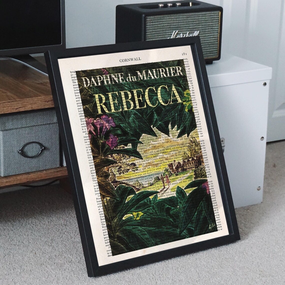 Daphne Du Maurier Rebecca Manderley Tropical Leaves Dictionary Art Poster - Image 3