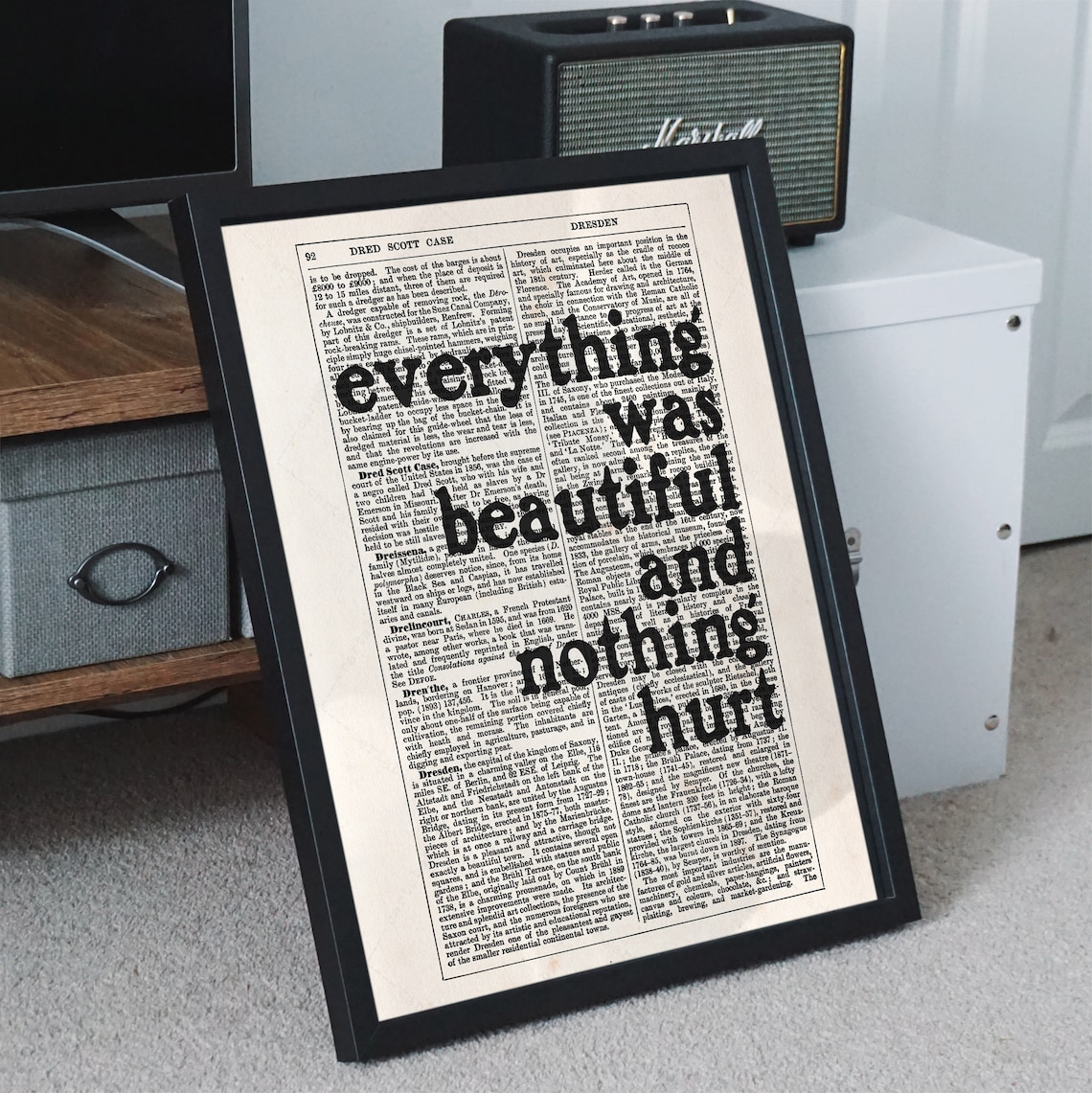 Kurt Vonnegut Everything Was Beautiful and Nothing Hurt Dictionary Art Print - Image 3