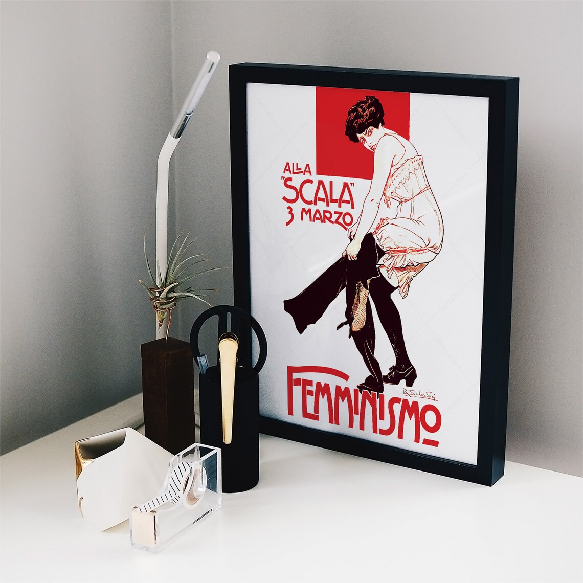 Vintage Italian Femminismo Alla Scala 3 Marzo Art Nouveau Poster - Image 2
