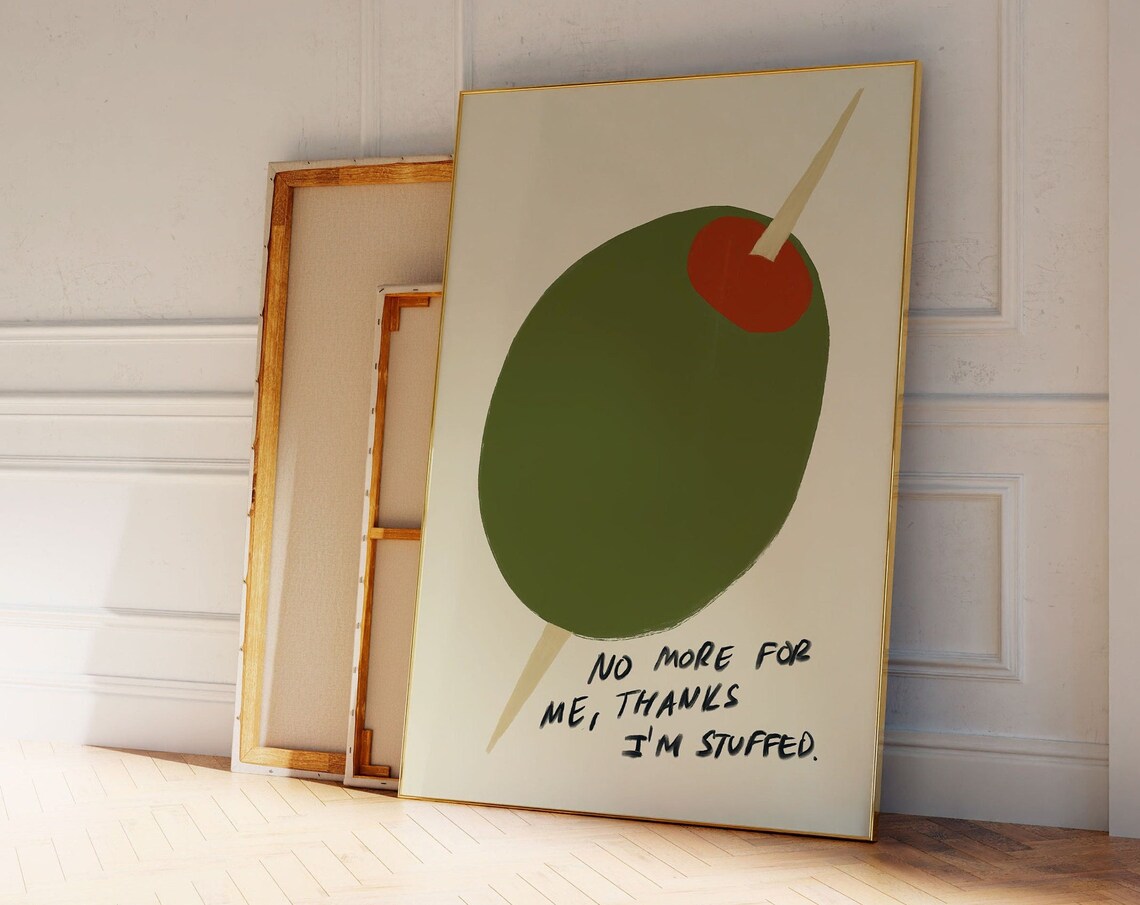 Stuffed Olive Funny Mid Century Kitchen Poster